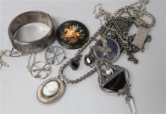 A small group of silver and costume jewellery.